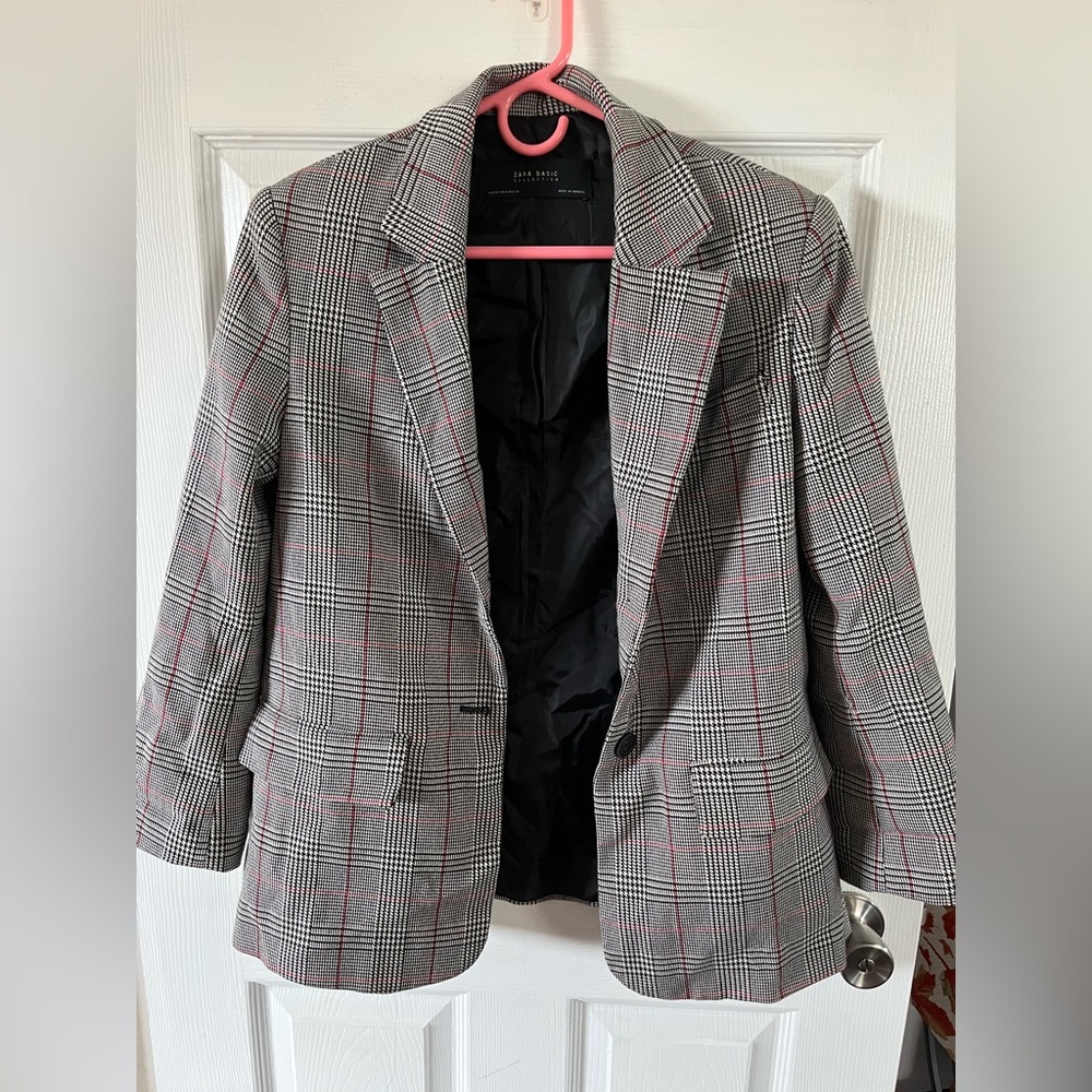 Zara basics plaid blazer